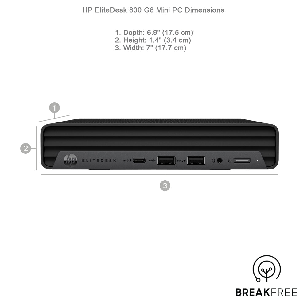 HP EliteDesk 800 G8 Mini PC i5 11500T 3.9GHz 16GB RAM 512GB SSD 4K