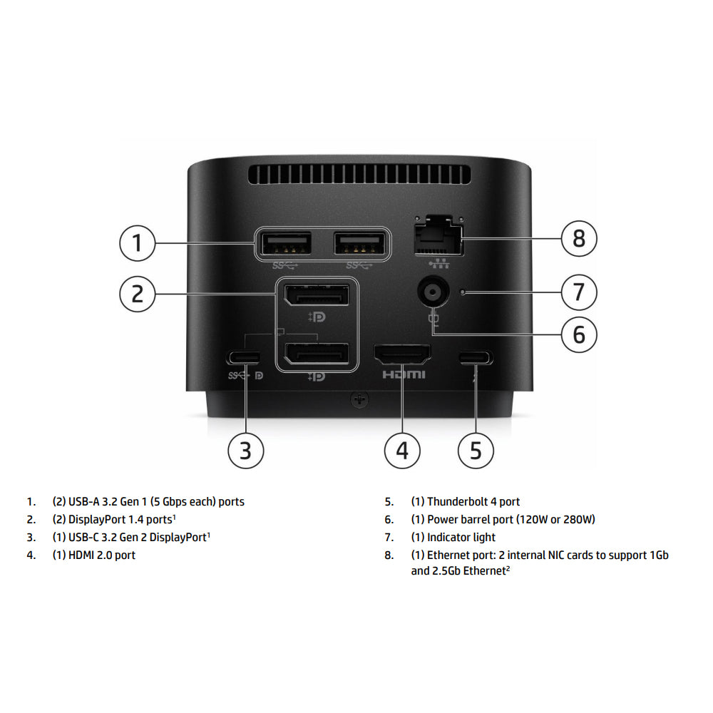 HP Dock G4 TB4 280W Docking Station Combo Cable 4J0G4AA M88252-002