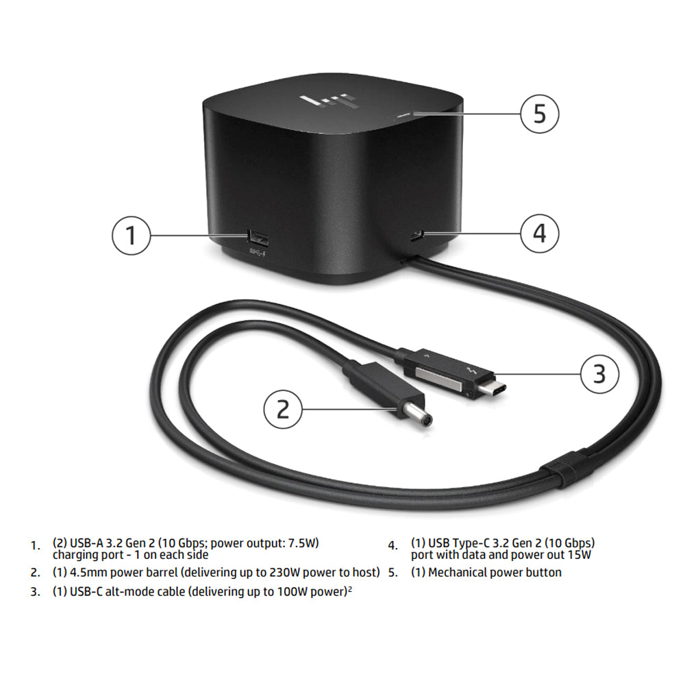 HP Dock G4 TB4 280W Docking Station Combo Cable 4J0G4AA M88252-002