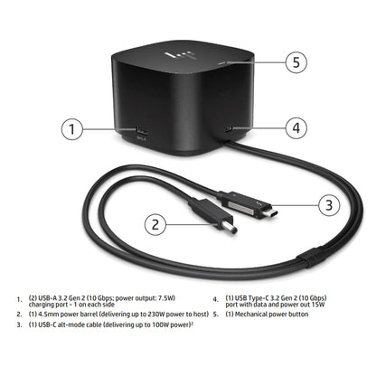 HP Dock G4 TB4 280W Docking Station Combo Cable 4J0G4AA M88252-002