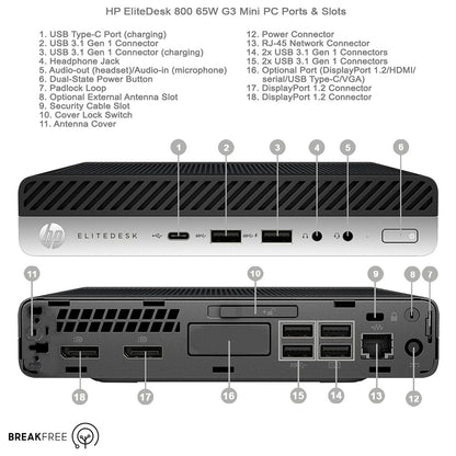 HP EliteDesk 800 G3 Mini PC 65W i7 7700 4.2GHz 16GB RAM 500GB SSD
