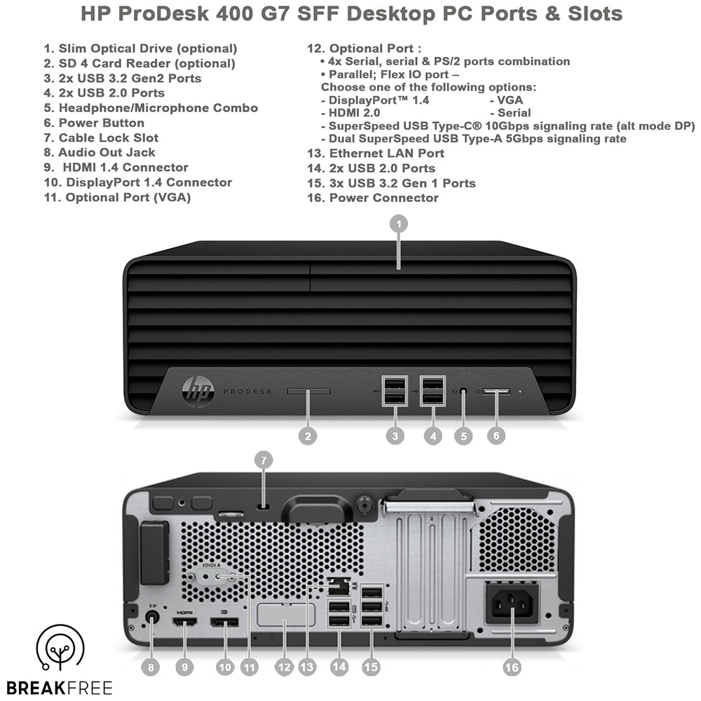 HP ProDesk 400 G7 SFF Desktop PC i5 10500 4.5GHz 16GB RAM 512GB SSD