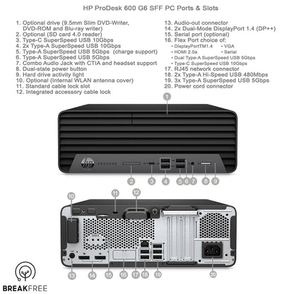 HP ProDesk 600 G6 SFF PC i5 10500 4.5GHz 8GB RAM 500GB SSD HDMI 4K