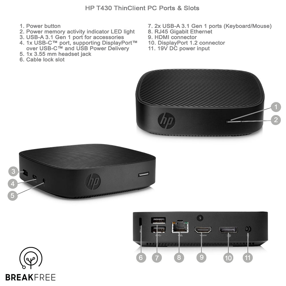 HP T430 Mini PC ChromeOS Flex N4000 4GB RAM 32GB eMMC WiFi BT