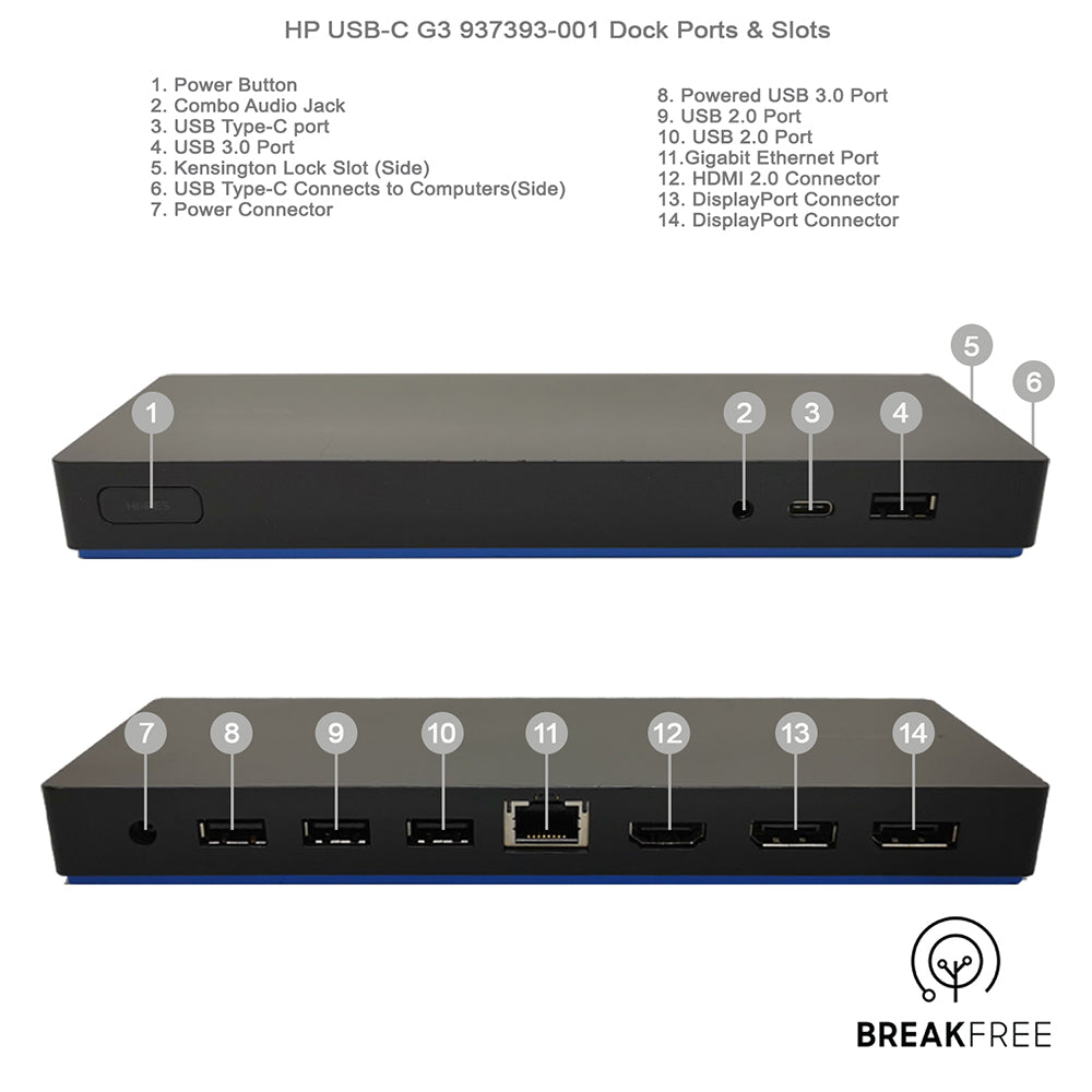 HP Elite USB-C Dock G3 937393-001 Thunderbolt 3 Docking Station