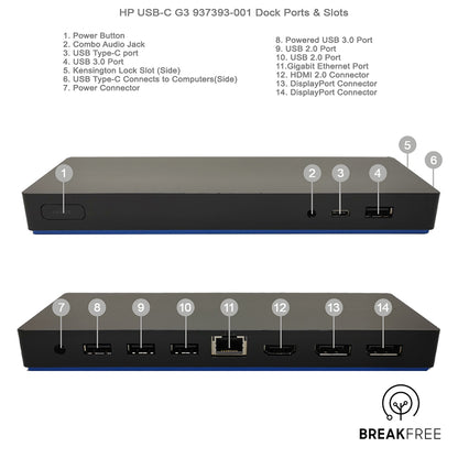 HP Elite USB-C Dock G3 937393-001 Thunderbolt 3 Docking Station