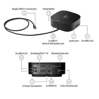HP HSN-IX02 Dock G5 Docking Station USB-C HDMI DisplayPort