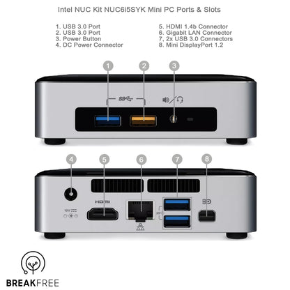 Intel NUC NUC6i5SYK Mini PC i5 6260U 2.9GHz 16GB RAM 240GB SSD WiFi Warranty