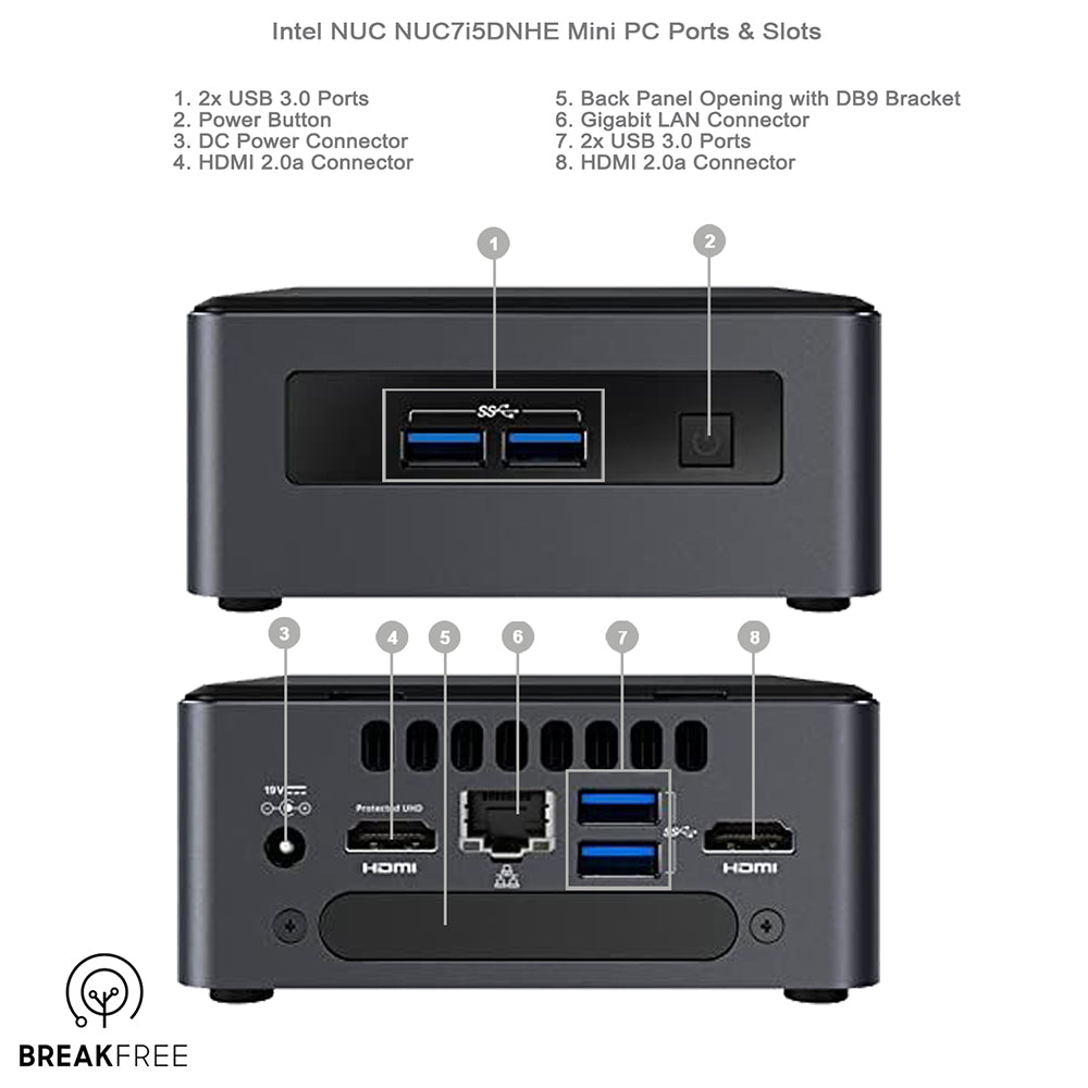 Intel NUC NUC7i5DNHE Mini PC i3 7300 4GHz 16GB RAM 256GB SSD 4K WiFi Bluetooth
