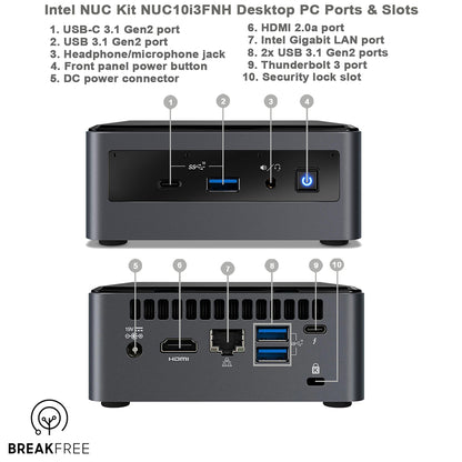Intel NUC NUC10i3FNH PC i3 10110U 4.1GHz 8GB RAM 256GB SSD WiFi Bluetooth