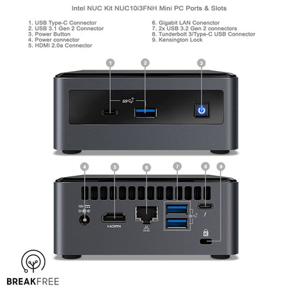 Intel NUC Kit NUC10i3FNH Mini PC i3 10110U 16GB RAM 256GB SSD 4K WiFi Bluetooth