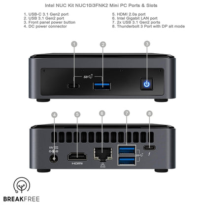 Intel NUC NUC10i3FNK Mini PC i3 10110U 4.1GHz 8GB RAM 256GB SSD WiFi Bluetooth