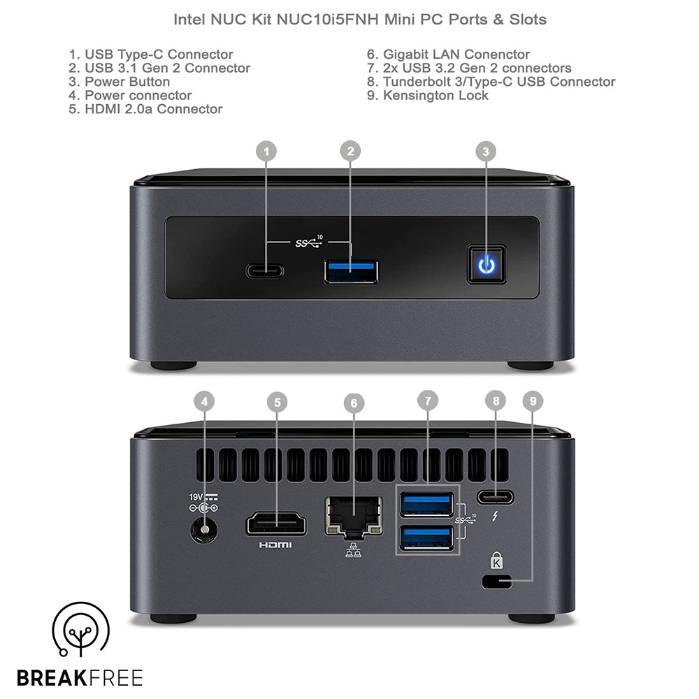 Intel NUC NUC10i5FNH Barebone Kit i5 10210U 4K WiFi Bluetooth