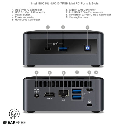 Intel NUC NUC10i7FNH Mini PC i7 10710U 4.7GHz 32GB RAM 500GB SSD WiFi Bluetooth