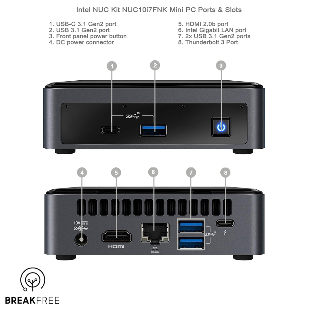 Intel NUC NUC10i7FNK Mini PC i7 10710U 4.7GHz 16GB RAM 500GB SSD WiFi Bluetooth