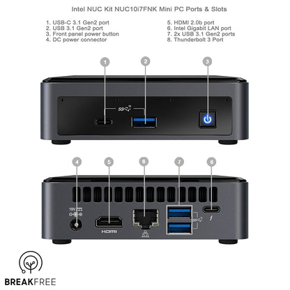 Intel NUC NUC10i7FNK Mini PC i7 10710U 4.7GHz 16GB RAM 500GB SSD WiFi Bluetooth