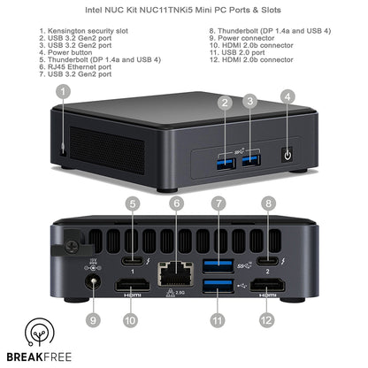 Intel NUC NUC11TNKi5 PC i5 1135G7 4.2GHz 16GB RAM 500GB SSD WiFi Bluetooth