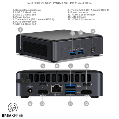 Intel NUC NUC11TNKv5 Mini PC i5 1145G7 16GB RAM 500GB SSD HDMI WiFi Bluetooth