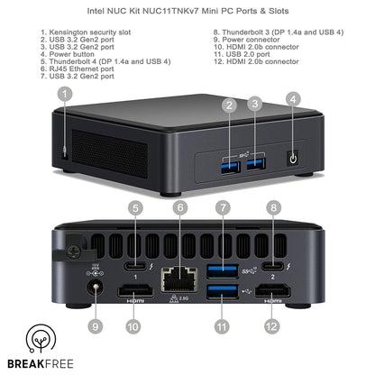 Intel NUC NUC11TNKv7 Mini PC i7 1185G7 32GB RAM 500GB SSD WiFi Bluetooth