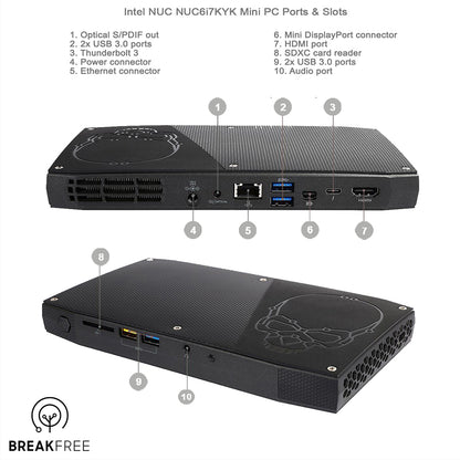 Intel NUC Kit NUC6i7KYK PC i7 6770HQ 3.5GHz 32GB RAM 500GB SSD WiFi Bluetooth