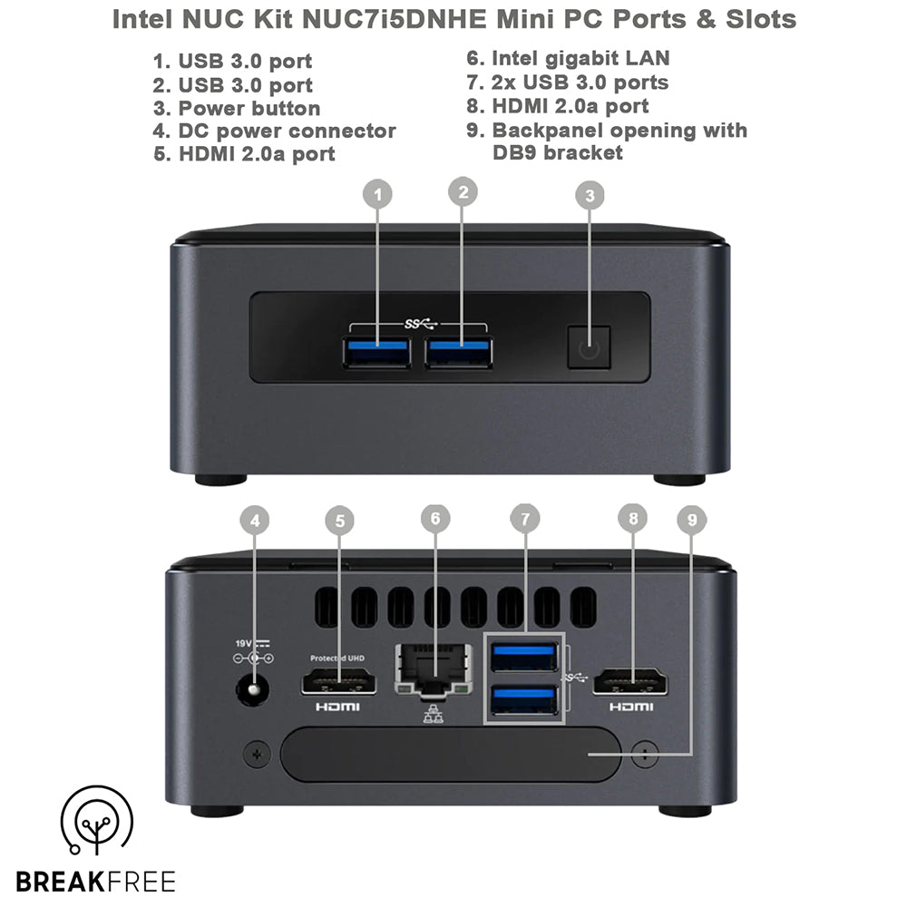 Intel NUC Kit NUC7i5DNHE Mini PC WiFi Bluetooth