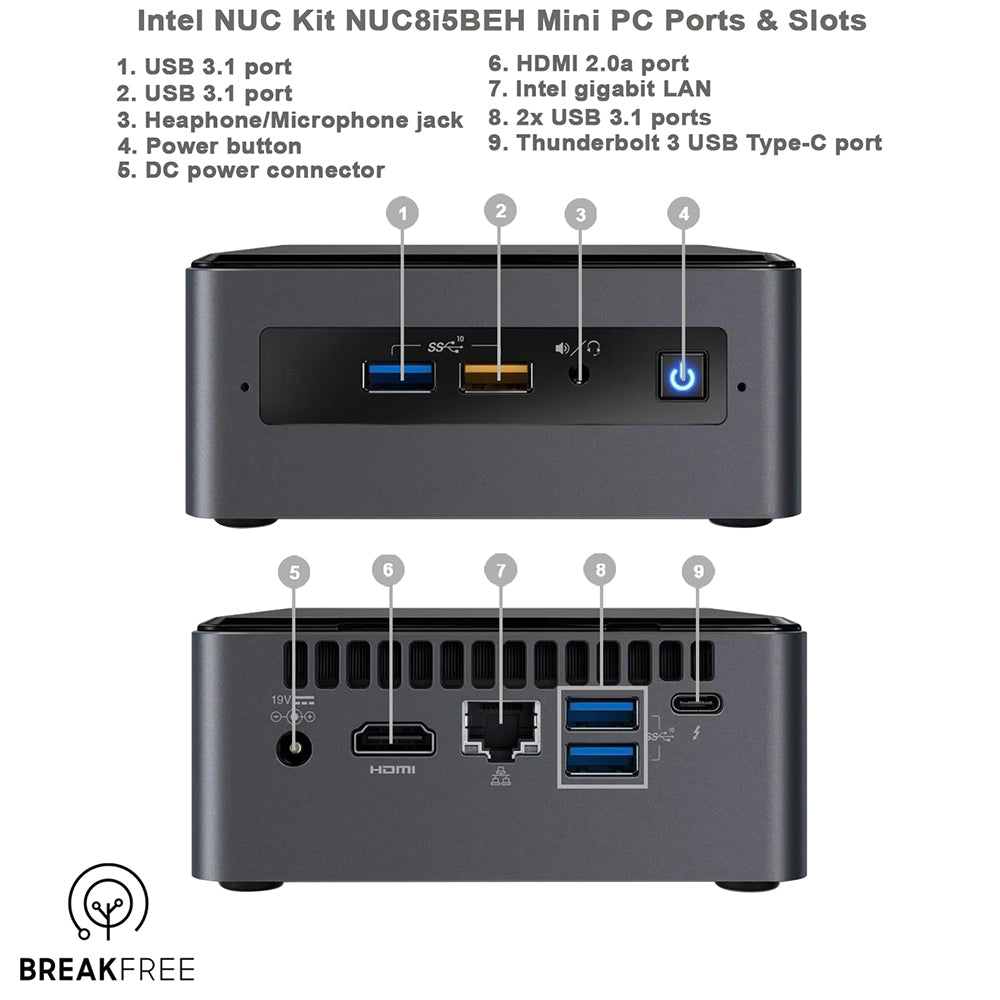 Intel NUC Kit NUC8i5BEH Mini PC WiFi
