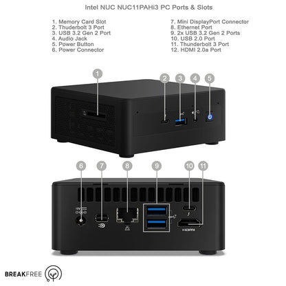 Intel NUC NUC11PAHi3 Mini PC i3 1115G4 4.1GHz 8GB RAM 256GB SSD WiFi Bluetooth