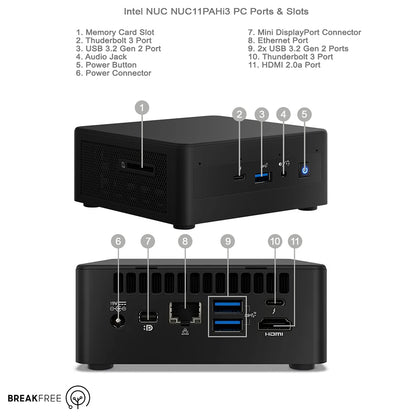 Intel NUC NUC11PAHi3 Mini PC i3 1115G4 4.1GHz 8GB RAM 256GB SSD WiFi Bluetooth