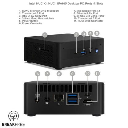 Intel NUC NUC11PAHi5 PC i5 1135G7 16GB RAM 512GB SSD WiFi Bluetooth