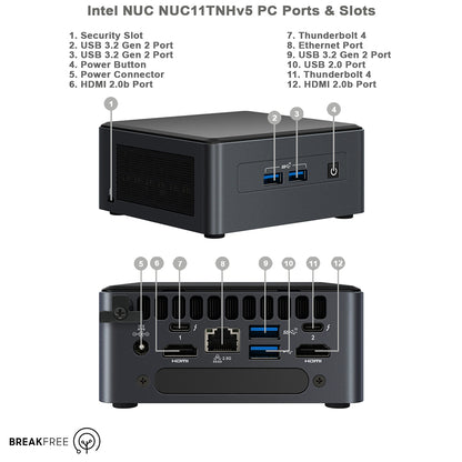 Intel NUC NUC11TNHv5 PC i5 1145G7 4.4GHz 16GB RAM 500GB SSD WiFi Bluetooth