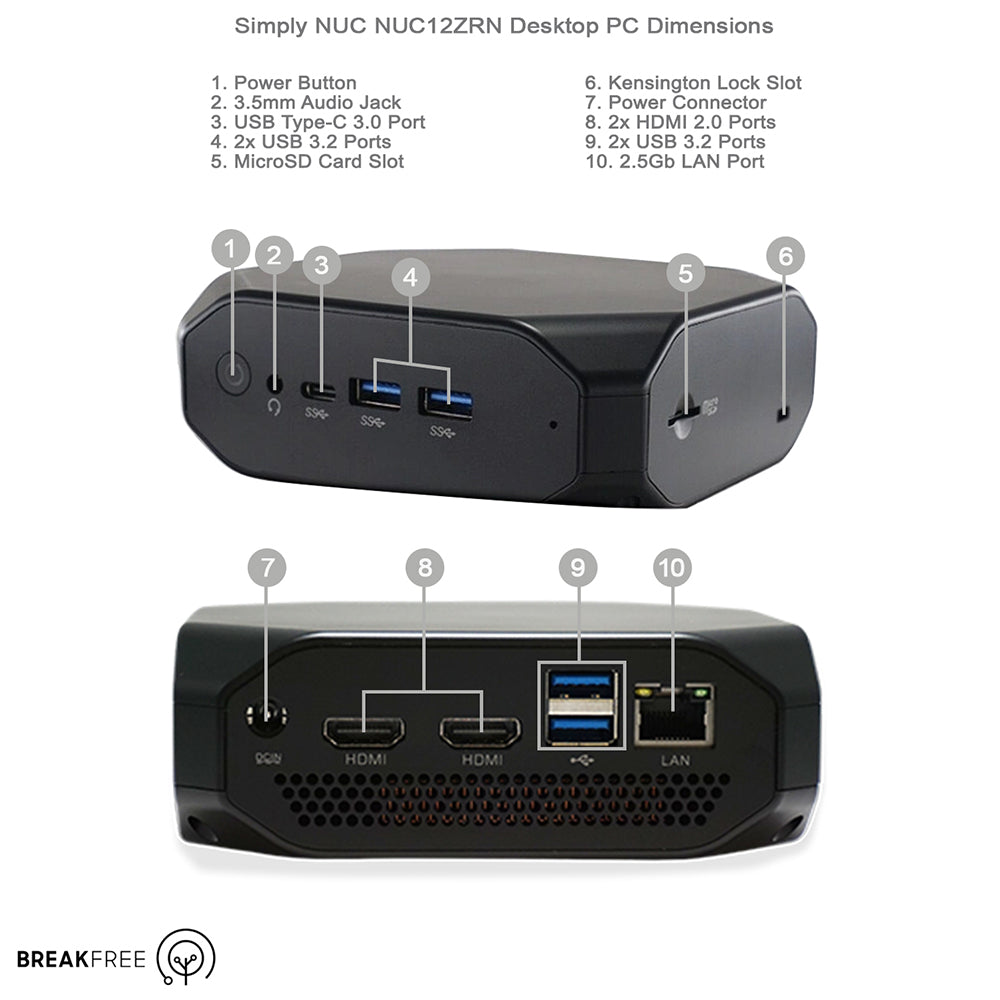 Simply NUC NUC12ZRN Mini PC N95 3.4GHz 8GB RAM 256GB SSD WiFi Bluetooth