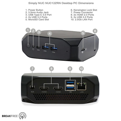 Simply NUC NUC12ZRN Mini PC N95 3.4GHz 8GB RAM 256GB SSD WiFi Bluetooth