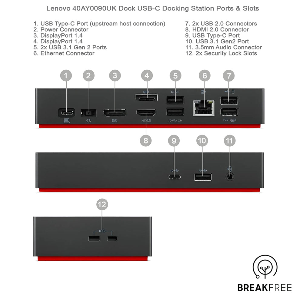 Lenovo 40AY0090UK Dock USB-C Docking Station