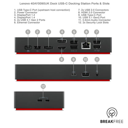 Lenovo 40AY0090UK Dock USB-C Docking Station