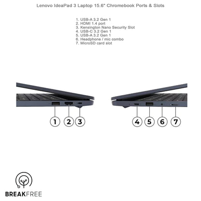 Lenovo IdeaPad 3 Laptop 15.6" Chromebook N6000 3.3GHz 8GB RAM 128GB eMMC