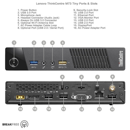 Lenovo M73 Mini PC ChromeOS Flex 2.6GHz 8GB RAM 120GB SSD WiFi Bluetooth