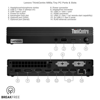 Lenovo ThinkCentre M80q Tiny PC i3 10100T 3.8GHz 8GB RAM 256GB SSD