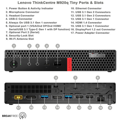 Lenovo ThinkCentre M920q Tiny PC i5 8500T 3.5GHz 16GB RAM 500GB SSD 4K