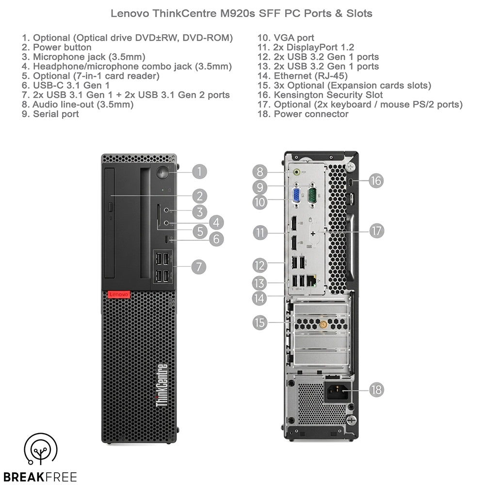 Lenovo ThinkCentre M920s SFF PC i9 9900 16GB RAM 500GB SSD