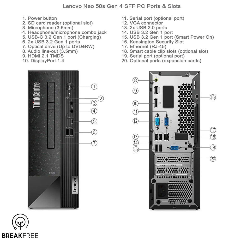Lenovo ThinkCentre Neo 50s Gen 4 SFF PC i5 13400 4.6GHz 16GB RAM 256GB SSD