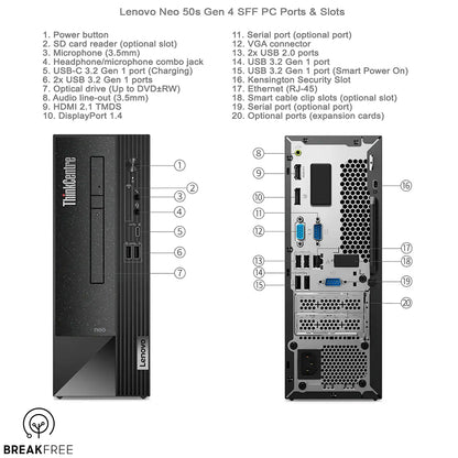 Lenovo ThinkCentre Neo 50s Gen 4 SFF PC i5 13400 4.6GHz 16GB RAM 256GB SSD