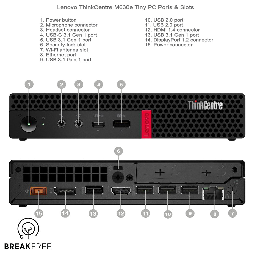 Lenovo ThinkCentre M630e Tiny PC i3 8145U 3.9GHz 8GB RAM 256GB SSD WiFi Bluetooth