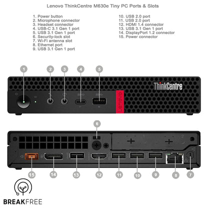 Lenovo ThinkCentre M630e Tiny PC i3 8145U 3.9GHz 8GB RAM 256GB SSD WiFi Bluetooth