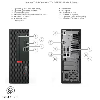 Lenovo ThinkCentre M70c SFF PC i5 10400 4.3GHz 16GB RAM 512GB SSD