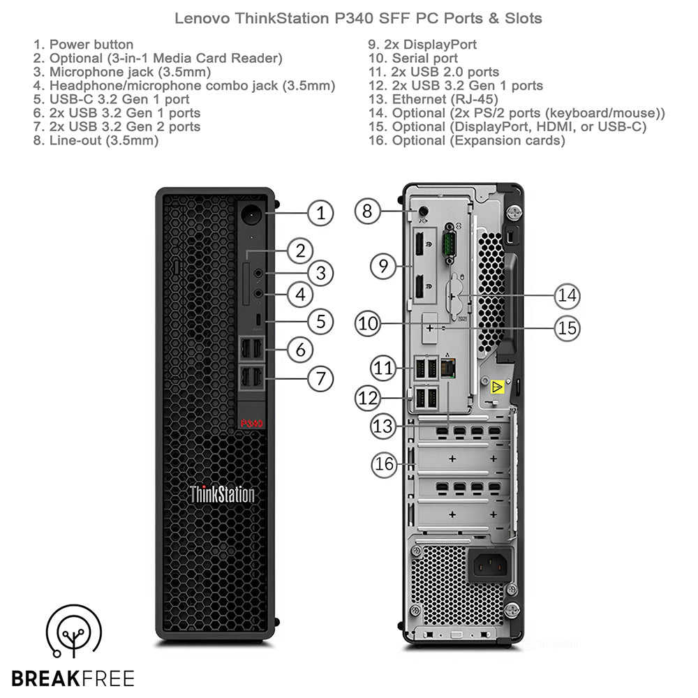 Lenovo ThinkStation P340 SFF PC i5 10500 4.5GHz 16GB RAM 512GB SSD 4K DP