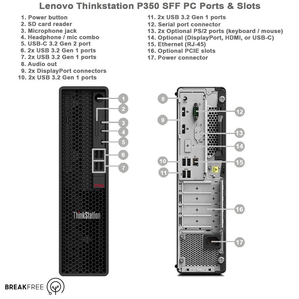 Lenovo Thinkstation P350 SFF PC i9 11900 5.2GHz 64GB RAM 512GB + 256GB SSD