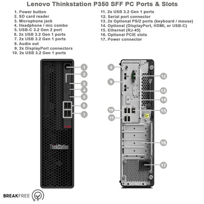 Lenovo Thinkstation P350 SFF PC i9 11900 5.2GHz 64GB RAM 512GB + 256GB SSD