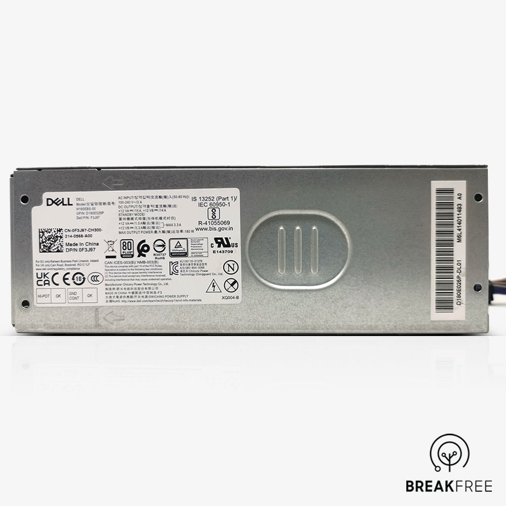 Dell 0F3J97 OptiPlex Inspiron Vostro Tower HU180EBS-00 180W Power Supply PSU