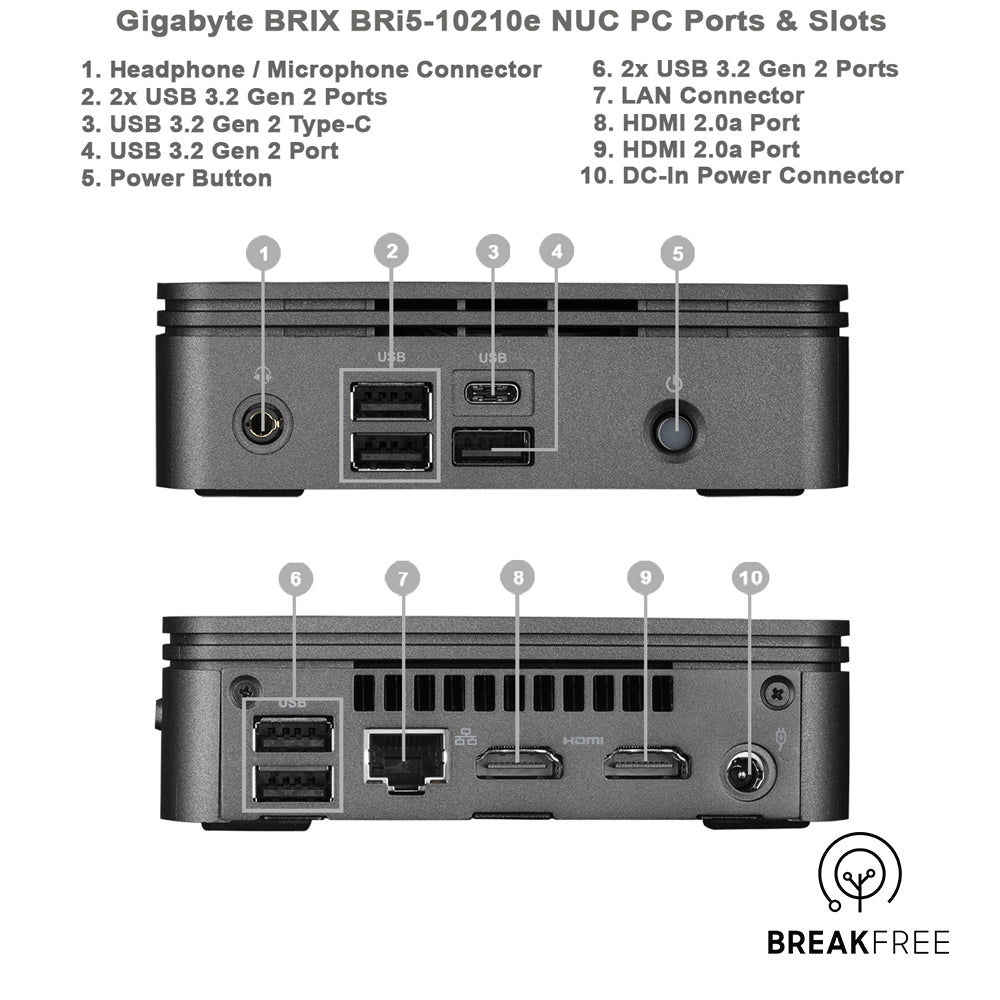 Gigabyte Brix GB-BRi5-10210e Mini PC