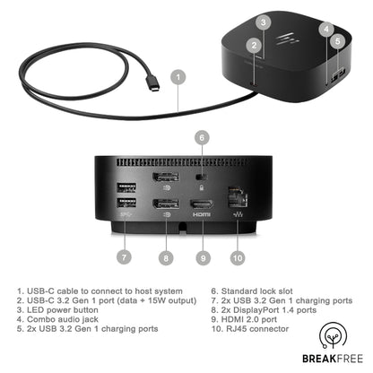 HP Dock G5 Docking Station USB-C 120W Dock L61609-001